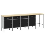 vidaXL Set dulap de lucru/masă de colț, 5 piese, negru, lemn prelucrat