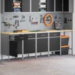 vidaXL Set dulap de lucru/masă de colț, 5 piese, negru, lemn prelucrat
