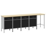 vidaXL Set dulap de lucru/masă de colț, 5 piese, negru, lemn prelucrat