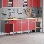 vidaXL Set dulap de lucru/masă de colț, 5 piese, roșu, lemn prelucrat
