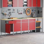 vidaXL Set dulap de lucru/masă de colț, 5 piese, roșu, lemn prelucrat