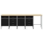 vidaXL Set dulap de lucru/masă de colț, 5 piese, negru, lemn prelucrat vidaXL Set dulap de lucru/masă de colț, 5 piese, negru, lemn prelucrat