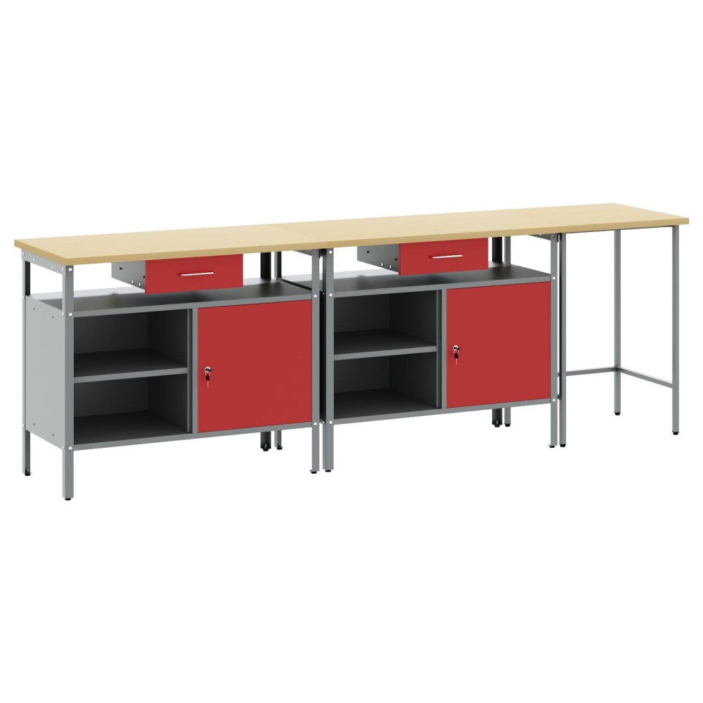 vidaXL Set banc de lucru, 3 piese, negru, oțel