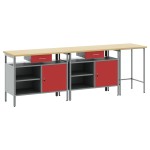 vidaXL Set banc de lucru, 3 piese, negru, oțel vidaXL Set banc de lucru, 3 piese, negru, oțel