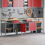 vidaXL Set banc de lucru, 3 piese, negru, oțel vidaXL Set banc de lucru, 3 piese, negru, oțel