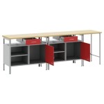 vidaXL Set banc de lucru, 3 piese, negru, oțel vidaXL Set banc de lucru, 3 piese, negru, oțel