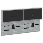 vidaXL Set dulap unelte & panou cârlige de perete, 6 piese negru metal vidaXL Set dulap unelte & panou cârlige de perete, 6 piese negru metal