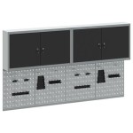 vidaXL Set dulap unelte & panou cârlige de perete, 6 piese negru metal vidaXL Set dulap unelte & panou cârlige de perete, 6 piese negru metal