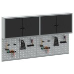 vidaXL Set dulap unelte & panou cârlige de perete, 6 piese negru metal vidaXL Set dulap unelte & panou cârlige de perete, 6 piese negru metal