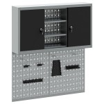 vidaXL Set dulap unelte & panou cârlige de perete, 3 piese negru metal vidaXL Set dulap unelte & panou cârlige de perete, 3 piese negru metal