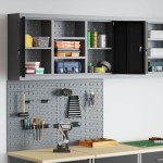 vidaXL Set dulap unelte & panou cârlige de perete, 3 piese negru metal vidaXL Set dulap unelte & panou cârlige de perete, 3 piese negru metal