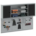 vidaXL Set dulap unelte & panou cârlige de perete, 6 piese negru metal vidaXL Set dulap unelte & panou cârlige de perete, 6 piese negru metal