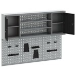 vidaXL Set dulap unelte & panou cârlige de perete, 6 piese negru metal vidaXL Set dulap unelte & panou cârlige de perete, 6 piese negru metal