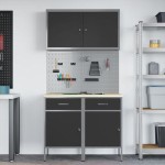 vidaXL Set dulap unelte & panou cârlige, 5 piese, negru, MDF & metal