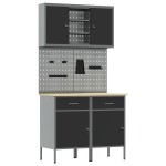 vidaXL Set Banc de Lucru de 8 Piese Gri din Oțel