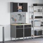 vidaXL Set Banc de Lucru de 8 Piese Gri din Oțel