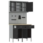 vidaXL Set Banc de Lucru de 8 Piese Gri din Oțel