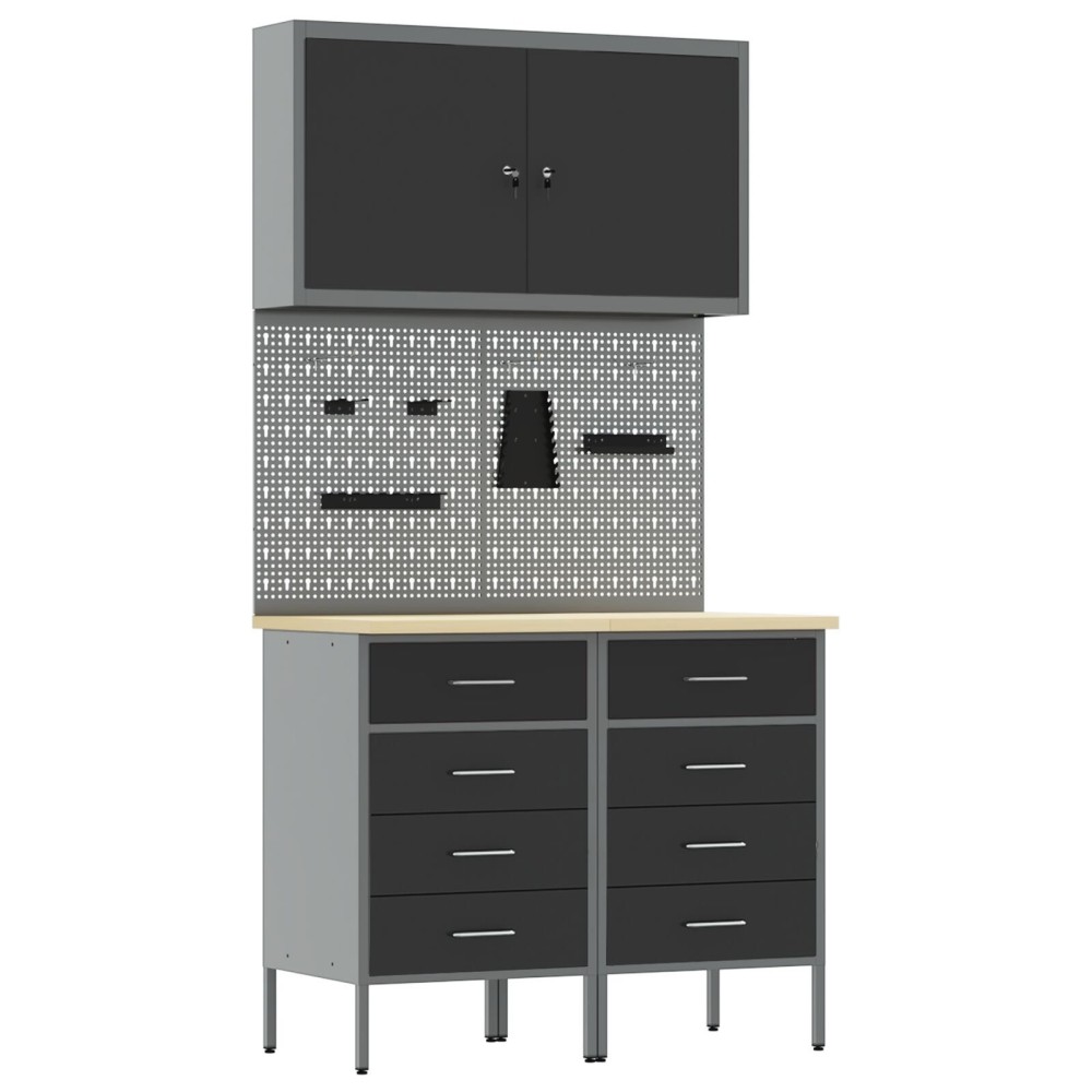 vidaXL Set Banc de lucru 5 Piese Oțel Negru