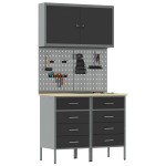 vidaXL Set Banc de lucru 5 Piese Oțel Negru vidaXL Set Banc de lucru 5 Piese Oțel Negru
