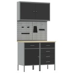 vidaXL Set de banc de lucru 5 piese din oțel negru