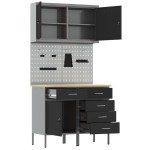 vidaXL Set de banc de lucru 5 piese din oțel negru