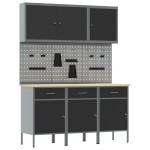 vidaXL Set de banc de lucru de 8 piese din oțel negru