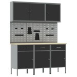 vidaXL Set de banc de lucru de 8 piese din oțel negru