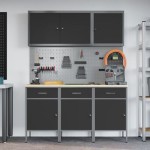 vidaXL Set de banc de lucru de 8 piese din oțel negru