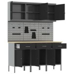 vidaXL Set de banc de lucru de 8 piese din oțel negru