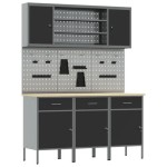 vidaXL Set banc de lucru, 7 piese, negru, oțel vidaXL Set banc de lucru, 7 piese, negru, oțel