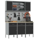 vidaXL Set banc de lucru, 7 piese, negru, oțel vidaXL Set banc de lucru, 7 piese, negru, oțel