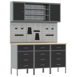 vidaXL Set banc de lucru, 7 piese, negru, oțel vidaXL Set banc de lucru, 7 piese, negru, oțel