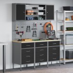 vidaXL Set banc de lucru, 7 piese, negru, oțel vidaXL Set banc de lucru, 7 piese, negru, oțel