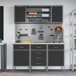 vidaXL Set banc de lucru, 7 piese, negru, oțel