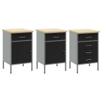 vidaXL Set banc de lucru, 7 piese, negru, oțel