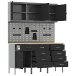 vidaXL Set banc de lucru, 8 piese, negru, oțel vidaXL Set banc de lucru, 8 piese, negru, oțel