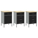 vidaXL Set banc de lucru, 7 piese, negru, oțel