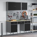 vidaXL Set banc de lucru, 8 piese, negru, oțel