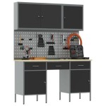 vidaXL Set banc de lucru, 8 piese, negru, oțel