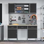 vidaXL Set banc de lucru, 7 piese, negru, oțel