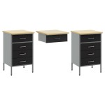 vidaXL Set dulap lucru & panou cârlige, 7 piese, negru, MDF & metal vidaXL Set dulap lucru & panou cârlige, 7 piese, negru, MDF & metal