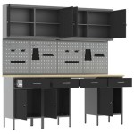 vidaXL Set banc de lucru, 10 piese, negru, oțel vidaXL Set banc de lucru, 10 piese, negru, oțel