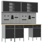 vidaXL Set banc de lucru, 10 piese, negru, oțel