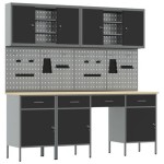 vidaXL Set banc de lucru, 10 piese, negru, oțel