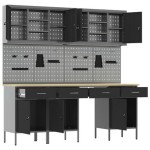 vidaXL Set banc de lucru, 10 piese, negru, oțel