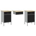 vidaXL Set banc de lucru, 10 piese, negru, oțel