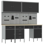 vidaXL Set banc de lucru, 10 piese, negru, oțel vidaXL Set banc de lucru, 10 piese, negru, oțel