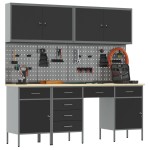 vidaXL Set banc de lucru, 10 piese, negru, oțel vidaXL Set banc de lucru, 10 piese, negru, oțel