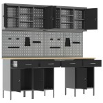 vidaXL Set banc de lucru, 10 piese, negru, oțel vidaXL Set banc de lucru, 10 piese, negru, oțel