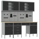 vidaXL Set banc de lucru, 10 piese, negru, oțel